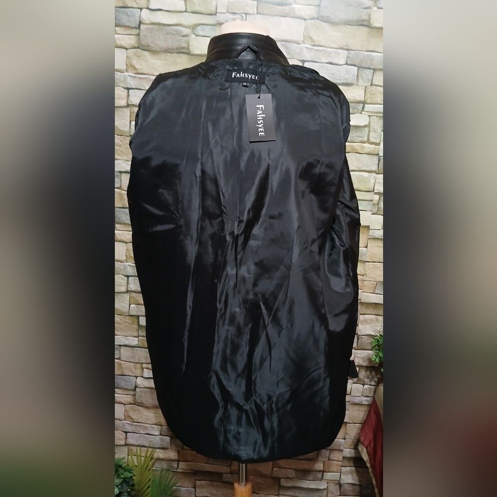 New XL Fahsyee Women's Faux Leather Blazer Jacket Bikercore Grunge - Picture 3 of 7